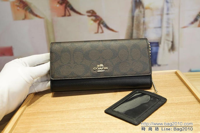 COACH蔻馳 原單 Coach53763 女士三折大手包 專櫃用料PVC拼頭層牛皮 專櫃爆款  Chz1196
